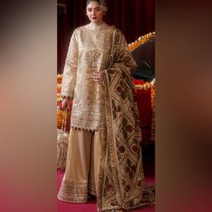 Boutique 9 Gold Embellished Dress palazzo kurti size 2xl 46